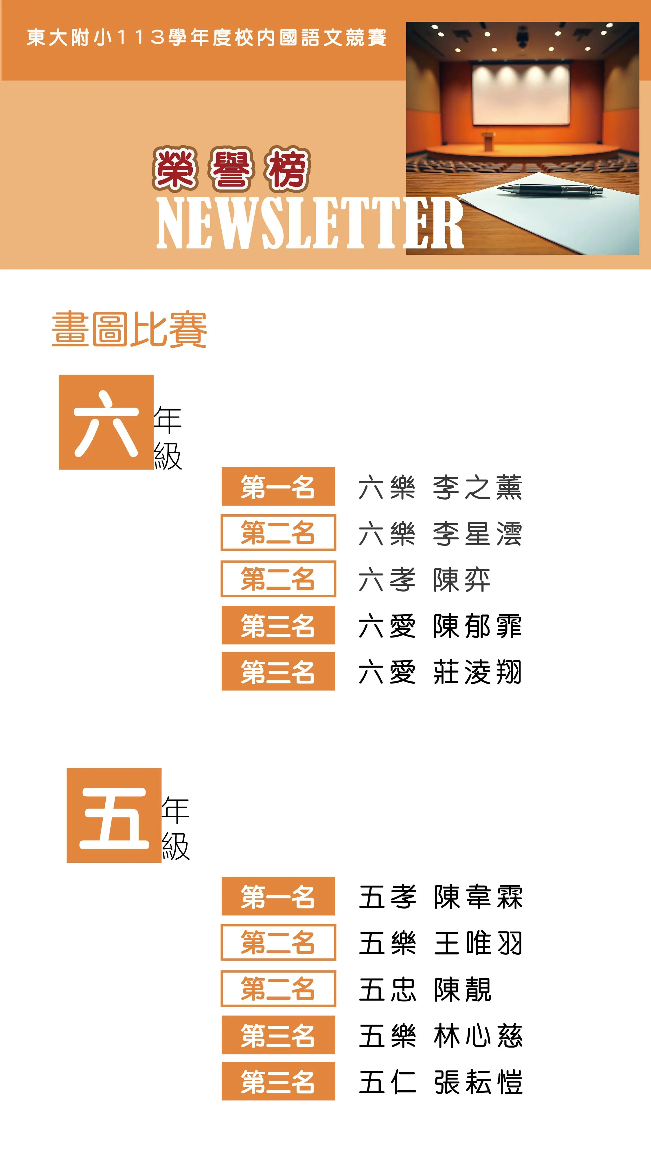 113學年度下學期校內語文競賽暨學藝競賽榮譽榜(3/14更新) 26 六五 工作區域 1