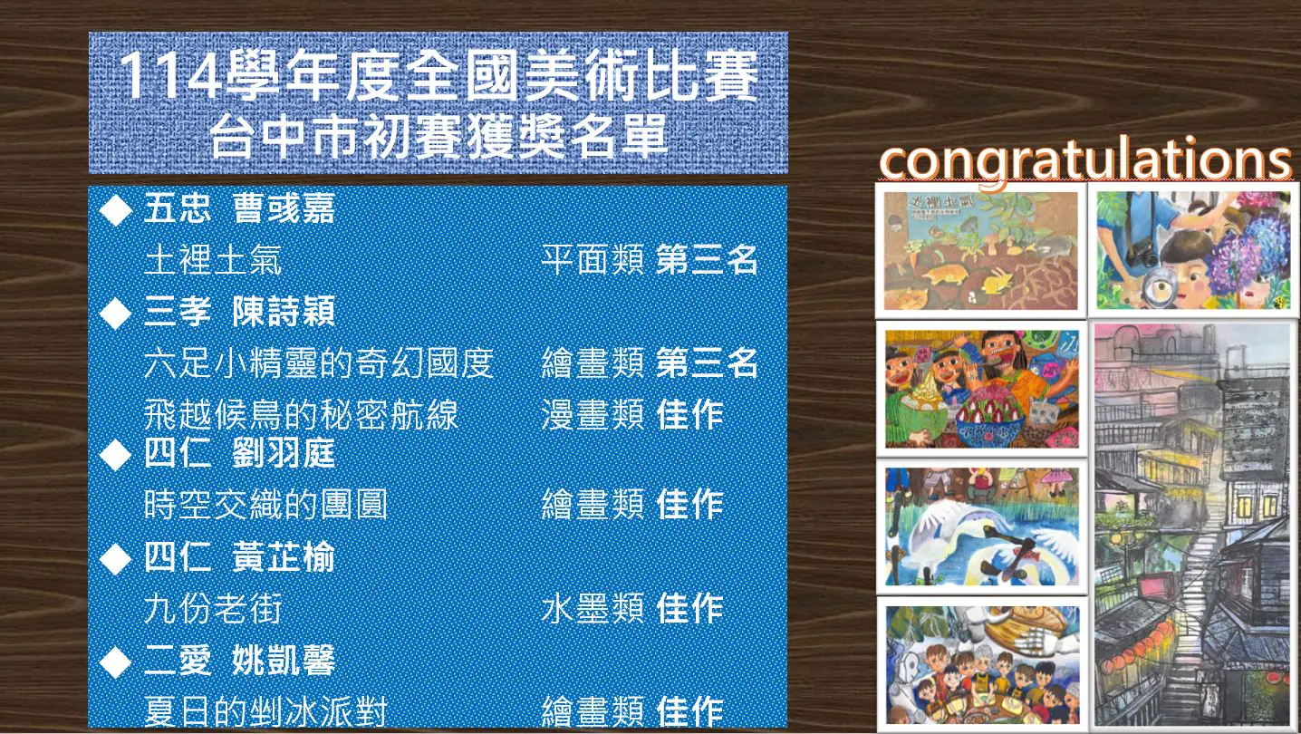 恭賀~114學年度全國美術比賽台中市初賽獲獎名單 4 官網 farbar公告